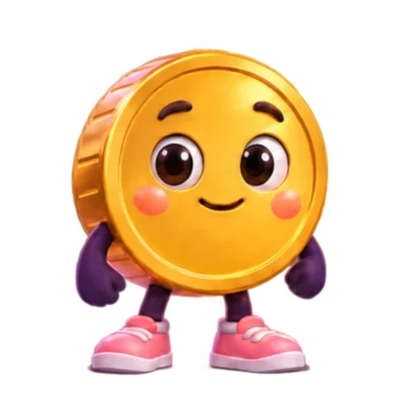 Lukitas, a gold coin with a smiling face
